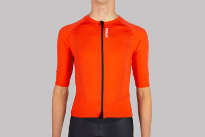 Tangerine orange 100% merino cycle jersey-newe-cycling